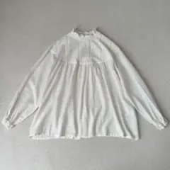 サマンサモスモス シャーリング襟 レース切替ブラウス ホワイト F