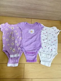 ベビー肌着3点セット（紫・白・花柄）