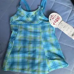 新品　女児用　スカート　ワンピース　一体型　水着 チェック柄