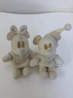 ミッキー ミニー ぬいぐるみ ペアセット ホワイト 冬服 レトロ