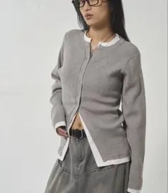 レイヤードカーディガン ヘンリーネックのサムネイル