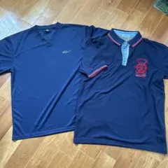 First Down ネイビー Vネック ドライTシャツ　ポロシャツ2枚セットのサムネイル