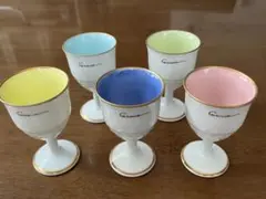 美濃焼ワイングラス　5色セット カラフルな金縁陶器カップ5