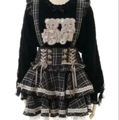 LIZLISA はしごリボンチェックティアードスカパン