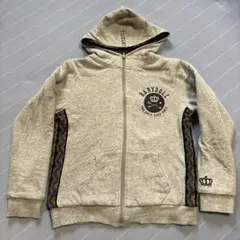 BABYDOLL ジップアップパーカー グレー リバーシブル黒