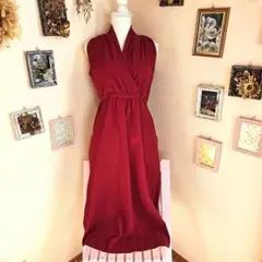 新品タグ付きワインレッド ラップスタイル ノースリーブワンピース