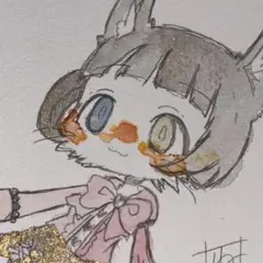 Ｎｏ．10 オリジナル手描き原画イラスト 一点物 水彩（ラメ入り）