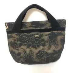 新品未使用】群言堂 ネイビー トートバッグ花柄 唐草 デニム 日本製 