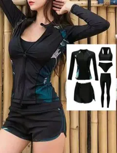 水着　プール　海　長袖　ビニキ　タンキニ　ラッシュガード　セット