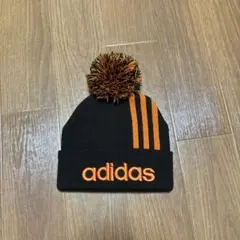 00s adidas アディダス ボンボン ニット帽 ビーニー オレンジ