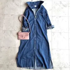 【値引価格コメント欄に】リー デニムシャツワンピース F マキシドレス ブルー