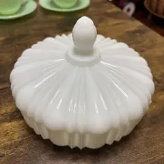 ルーマニア陶器 編み込みレース 蓋付き 小物入れ キャンディポット