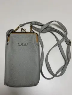 がま口 スマホショルダー グレー ミニショルダーバッグ