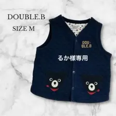 ミキハウス　ダブルビー　ベスト　キルト　キッズ　クマ　かわいい　ネイビー　M