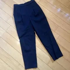 ネイビー ゴムウエスト カジュアルパンツ タック入り