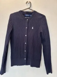 ポロラルフローレン　ケーブル　コットン　ホワイトポニー　ネイビー　カーディガン