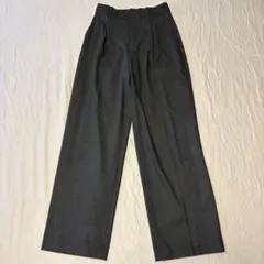 UNIQLO グレー チェック ワイドパンツ M 丈長め