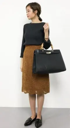 ロペピクニック　フロッキー　レース　ペンシル　スカート　コーデュロイ　イエベ秋