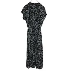 W-189【美品】Discoat ディスコート 花柄 シャツワンピース ブラック