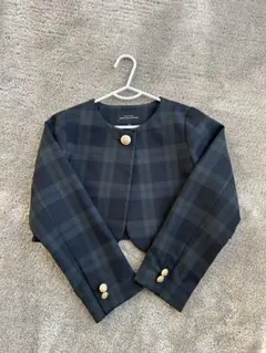 グリーンレーベルリラクシング フォーマル セレモニー 120 ボレロ チェック柄