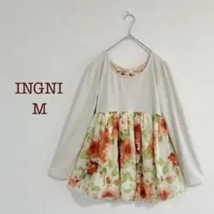 INGNI バックリボン花柄フレア長袖トップス （Mサイズ）