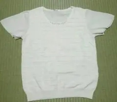 半袖ニット襟元可愛いビーズ付き