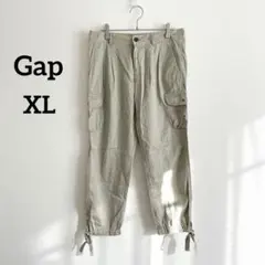 ギャップ　クロップドカーゴパンツ　ベージュ　4　裾ゴム　リボン　XL　447