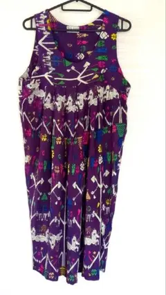 MALAIKA 幾何学模様 ノースリーブワンピース　［未使用に近い]