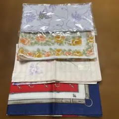 ブランドハンカチ4枚セット 馬具柄・花柄・刺繍