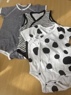 ストライプ・ドット柄ボディスーツ3点セット
