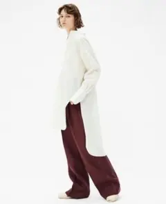 beautiful people ロゴ バンドカラースリットロングシャツのサムネイル