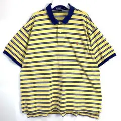 90sPOLOポロラルフローレン半袖ポロシャツポニーロゴ刺繍ボーダーヴィンテージ