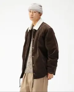 beams ルーズフィット コーデュロイ ボア コーチジャケット