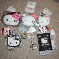 ハローキティ　マスコット付きキーホルダー　パスケース　ヒョウ柄　日焼け　千鳥格子