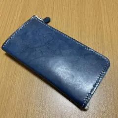 ロロマレザー使用　L型ファスナー　革財布　ハンドメイド　ロングウォレット