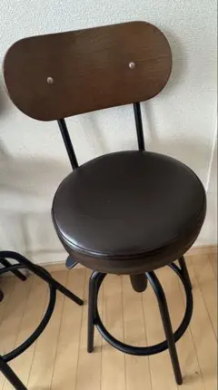 ブラウン 回転式バースツール 高さ調整可能 <椅子B>