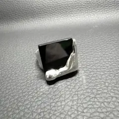 vintage italian silver square onxy ring