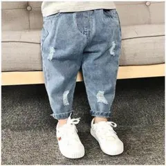人気　おしゃれ　ダメージ　デニム　ジーンズ　長ズボン　韓国子供服　新品未使用
