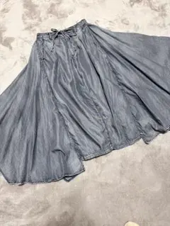 RNA デニム　スカート　パンツ　ロング　アシンメトリー　M テンセル　グレー