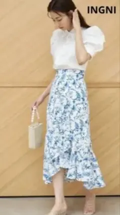 INGNI 花柄フレアロングスカート