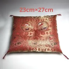 ドラゴン柄　レッド金色　ミニ長座布団　23cm×27cm