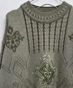 RAIKA ライカ ケーブルニット モスグリーン