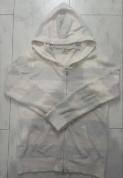 ジェラートピケ　パーカー　ルームウェア　ブルー×ホワイト