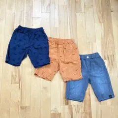 130 男の子 ハーフパンツ 3枚セット 短パン 春 夏 恐竜 スケボー 軽い
