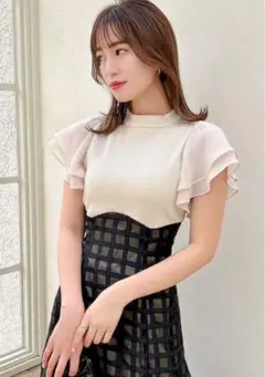 dazzlin シアーチェックコルセットワンピース