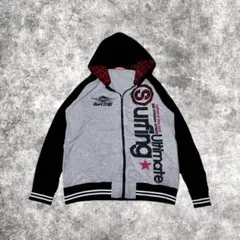 00s Y2K チェック フード ジップパーカー グレー 平成 お兄系 グランジ