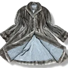 美品/EMBA/ブルーアイリス/ミンクファー/セミロングコート/15号