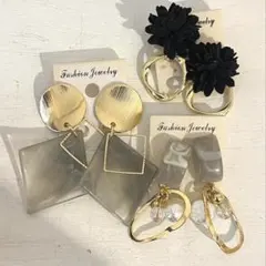 3点セット　692 ハンドメイド　樹脂　金属　ピアス　イヤリング　まとめ売り