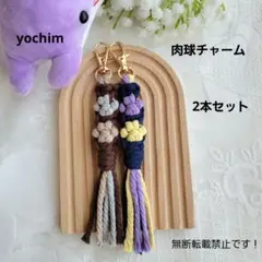 マクラメ編み 肉球チャーム 肉球キーホルダー 足跡 犬猫 2本セット