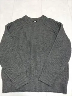 UNIQLO　グレーニット　畦編みニット　ざっくりニット